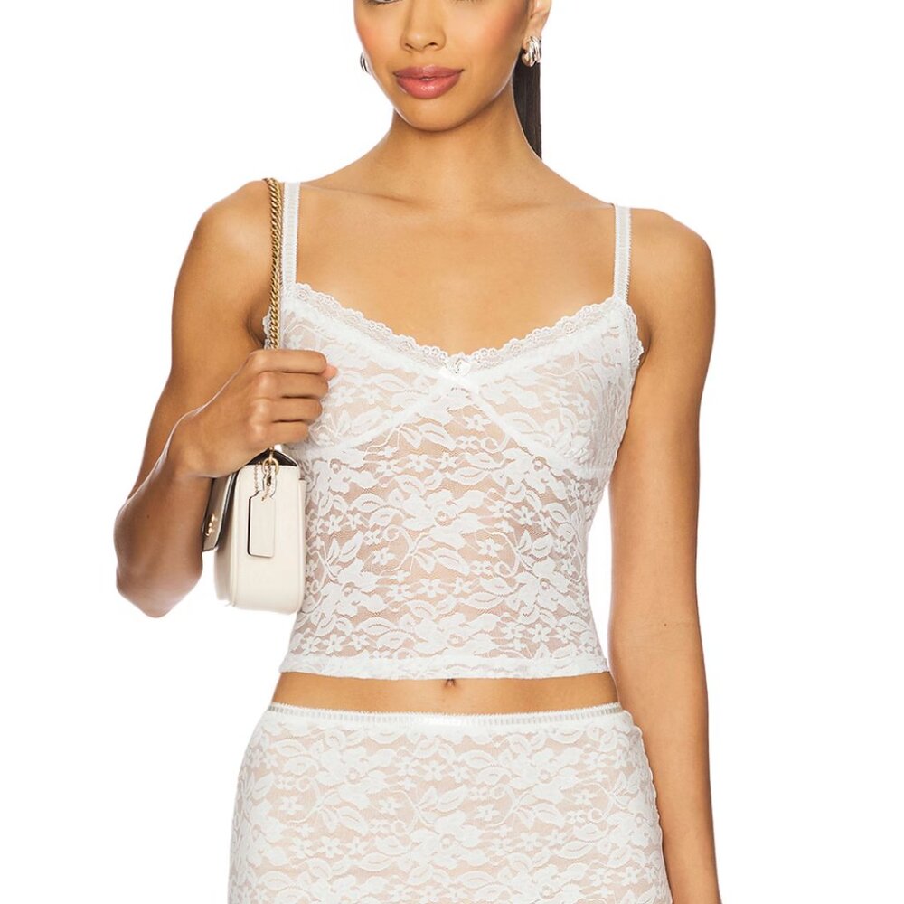 NEW Runaway The Label Ava Top in White Lace Cami Camisole Crop Tank Small S